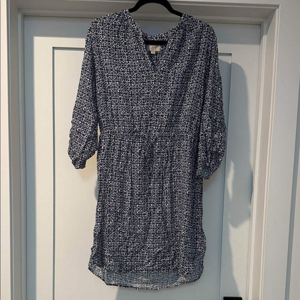 LOFT Blue and White Patterned Dress
